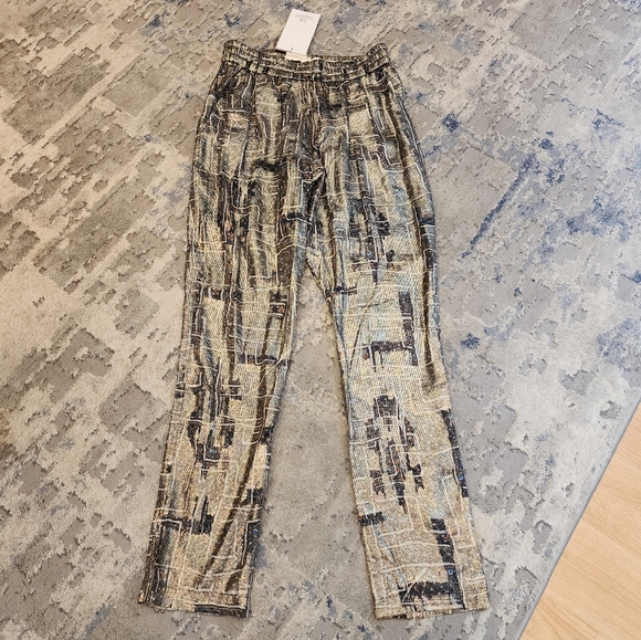 NWT Isabel Marant × H&M Silk Metallic pullon pants size 6 pockets - Picture 14 of 17